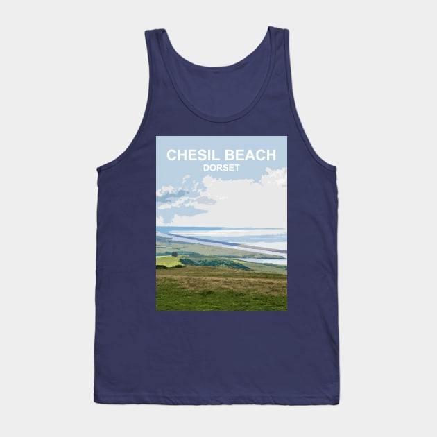 Chesil Beach Dorset England. Summer seaside landscape Tank Top by BarbaraGlebska